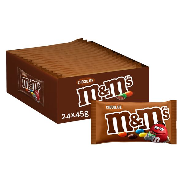 M&amp;M Milk Chocolate - 24 Packs of 45g