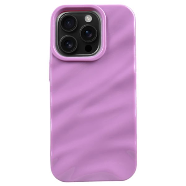 Glossy Wavy Phone Case Compatible With iPhone 16 Pro - Purple