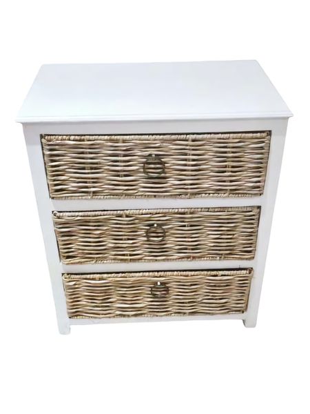 3 Drawer Rattan Pedestal