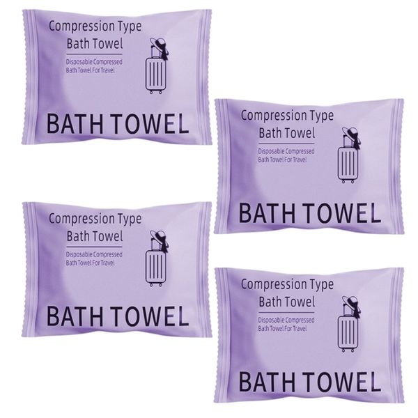 Pack Of 4 Thin Multi-Purpose Disposable Compressed Bath Towels