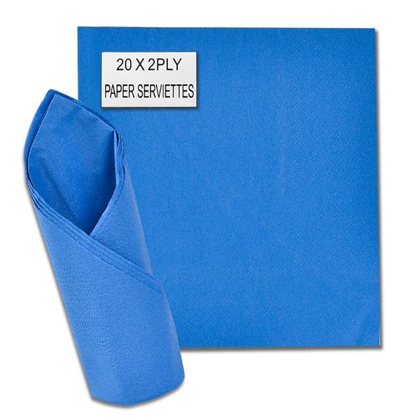 Bulk Pack x 5 Blue 2Ply Serviette 33cm 20pcs Per packet