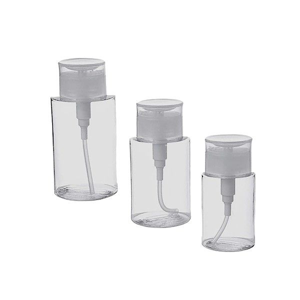 3 Piece - Plastic Pump Dispenser Bottles 120 ml - 200 ml - Transparent