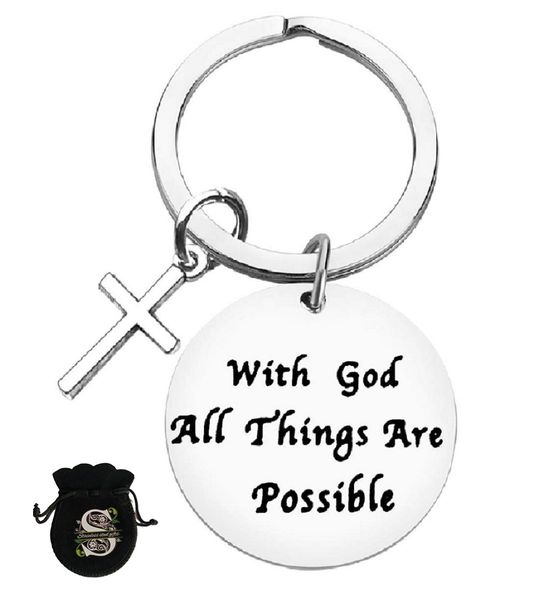 Stainless Steel Keyring - With God all Things are Possible