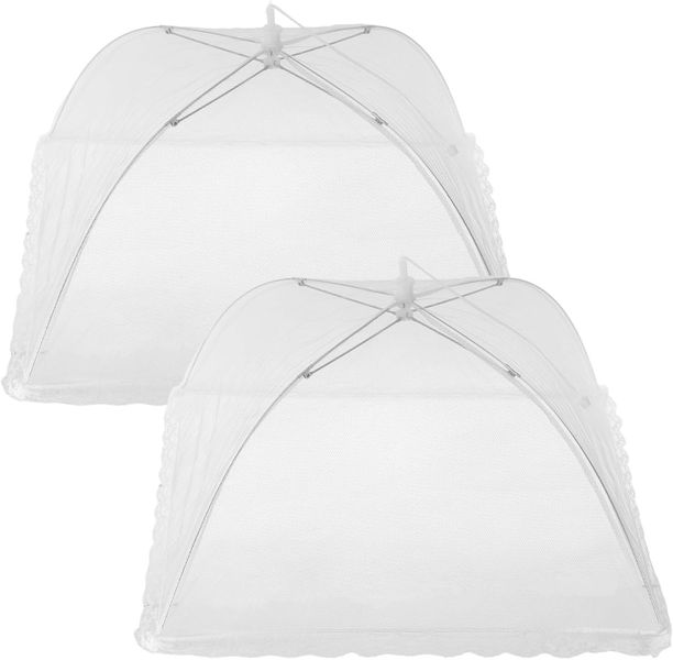 2 Pack Foldable Food Covers Mesh Fabric, 42 x 42 cm For Fruits, Vegetables