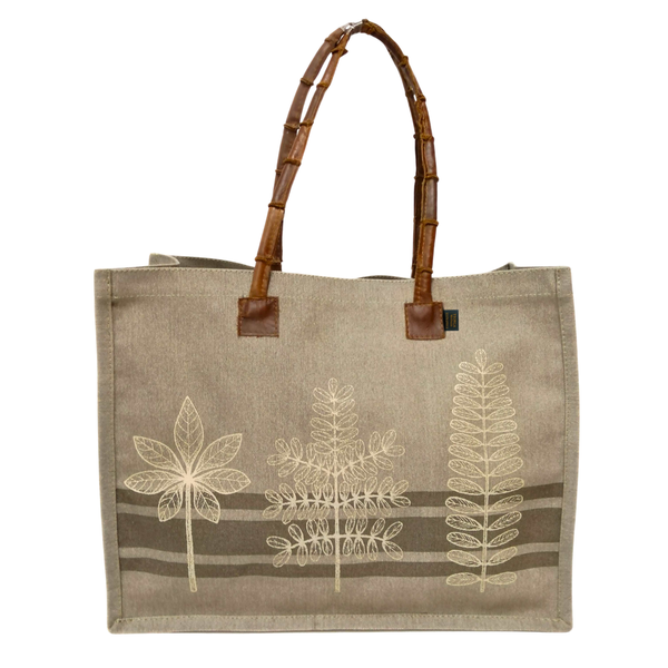 Wild Flower Leaves Cotton Canvas Shopper Bag