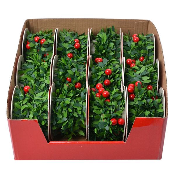 Mini Tinsel Leaves With Berries Christmas Decoration