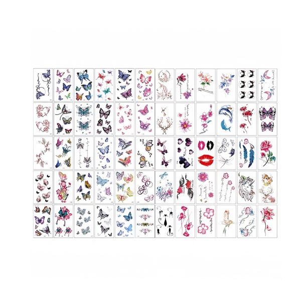 Kingdushi 3D Butterfly And Flower Temporary Tattoo - 60 Art Stickers