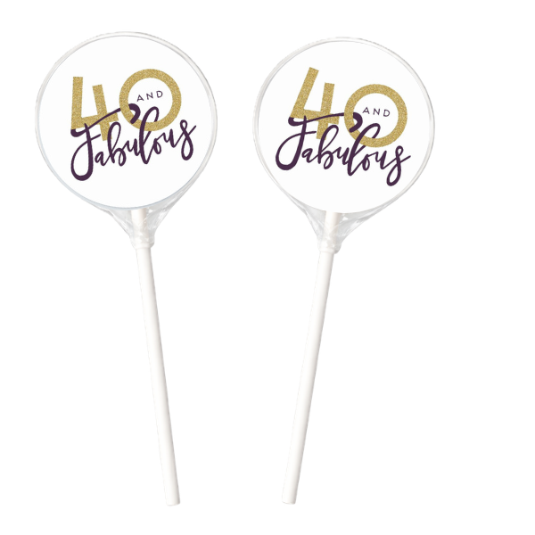 40 and Fabulous Lollipops - 12 Pack - Edible Printed Party Candy