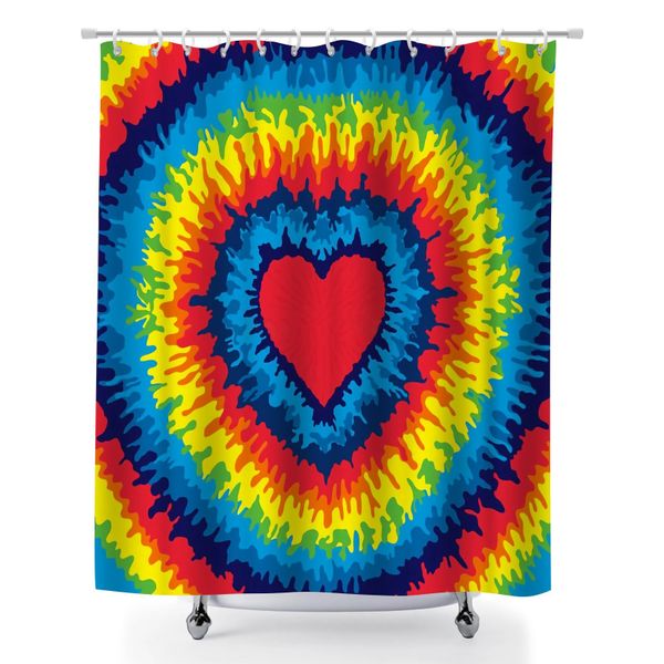 Abstract Heart Shower Curtain Bathroom Decor, 180x180cm Curtain with Hooks