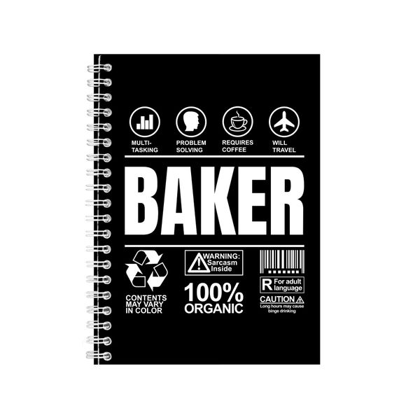 Baker A5 Notebook -Baking Gift Idea Writing Books Notepad