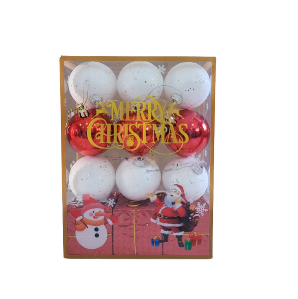 12 Piece Red and White Christmas Tree Decorations