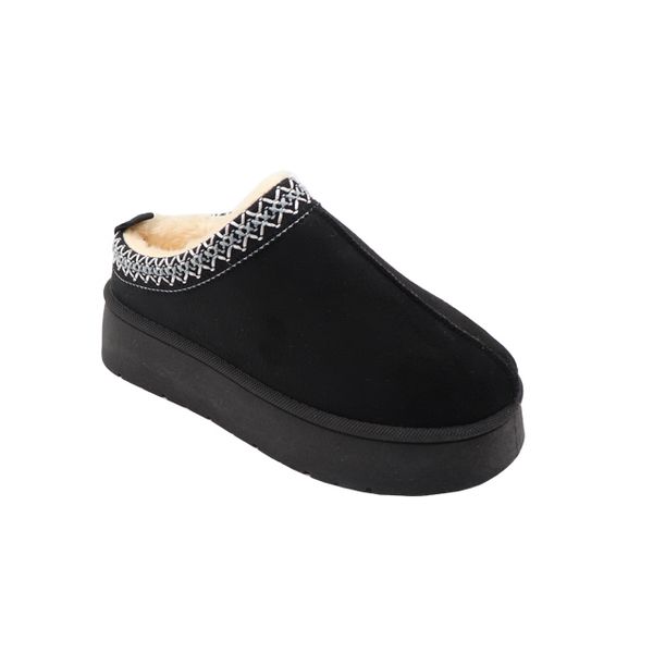 Ladies Embroidered Detail Thick Sole Slip On Mule