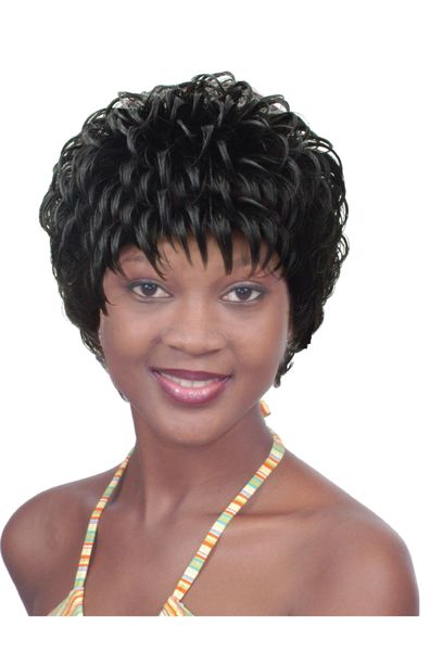 Magic Short Classic Fashion Synthetic Hair Wig For Woman Pineapple Black-1B