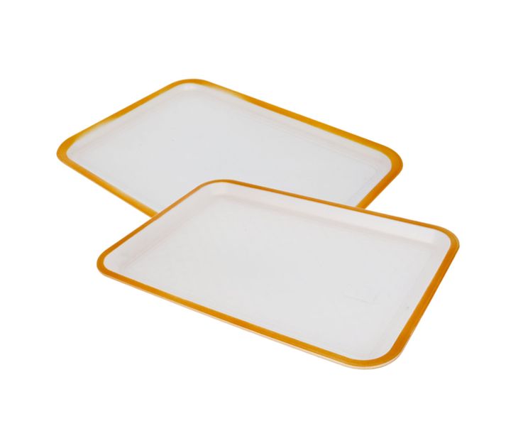 Set Of 2 -34Cm Transparent, Gold PC Serving Tray Rectangle Design Pattern