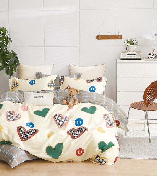 Linen Boutique - Duvet Cover Set 100% Cotton 200TC - Fabric Hearts