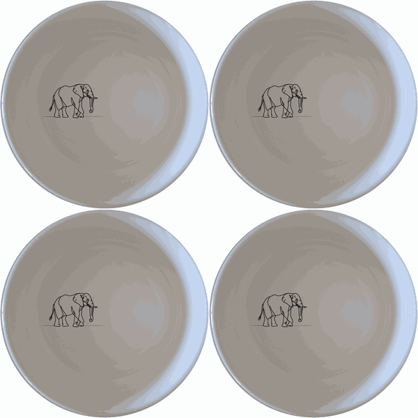 Silhouette Big Five African Elephant Bowl Set of 4 - Range 1
