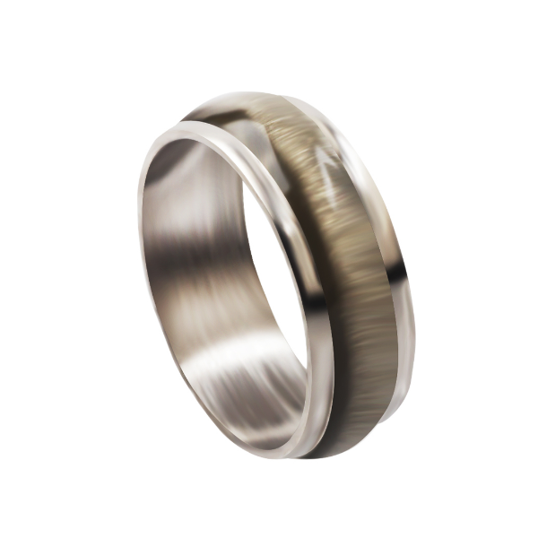 Stainless Steel Grey Resin Stripe Ring | Shop Today. Get it Tomorrow ...