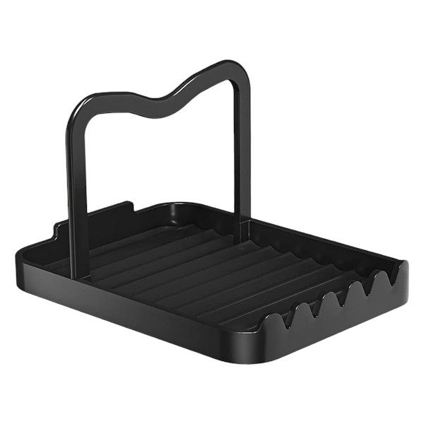 Multi-Purpose Spoon and Lid Rest with Non-Slip Base - Black