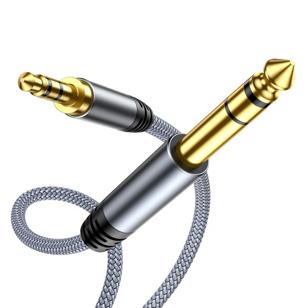 3.5mm to 6.35mm AUX Audio Cable 2M Stereo Jack Braided Gold Plated