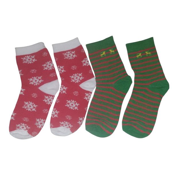 Kids Christmas Socks with Snowflakes and Stripes - 2 Pack