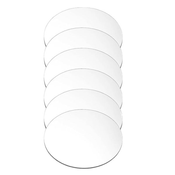 Decor Acrylic Reflective Centerpiece Round Mirror Tray Set of 6 - 10cm