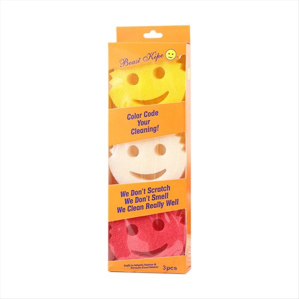 3PCS Dish Scrubber Non-Scratch Cleaning Sponges Kitchen Bathroom Multi-Surf