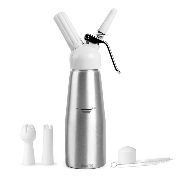 MIkaco Aluminum Cream Whipper Dispenser w/ 3 Decorating Tips (500ml)
