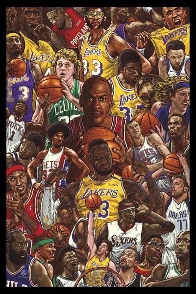 Basketball Superstars Poster with Black Frame