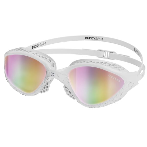 Buddyswim OzeanX Goggles White Frame with Iridium Mirror Lens