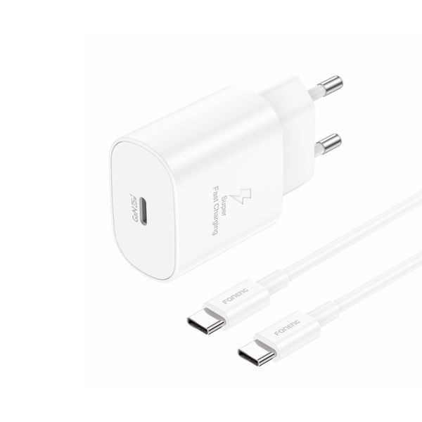 FONENG 25W GAN Mini Pro Fast Charger (EU)+25W C to C Cable 2m 60W