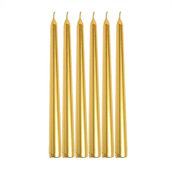 Tapered Metallic Candles 25cm (Set of 6)