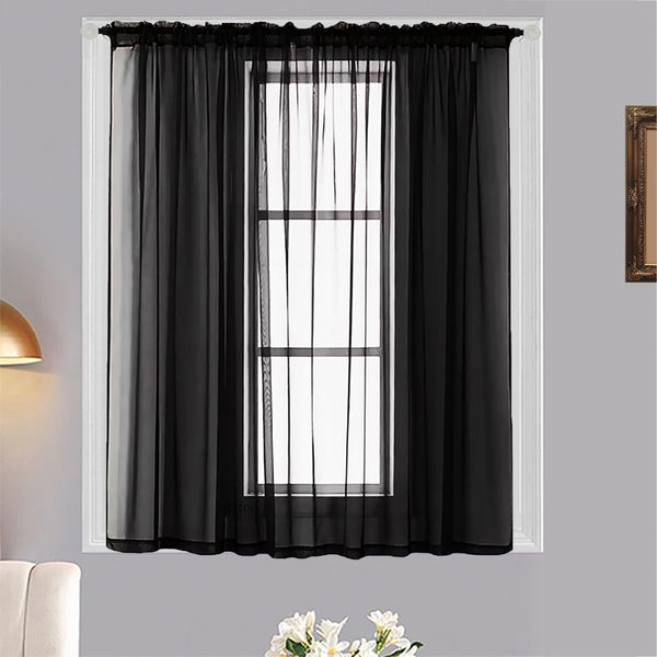 Mystic Voile - Black - Rod Pocket image