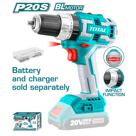 20V Brushless Cordless Impact Drill, 13mm