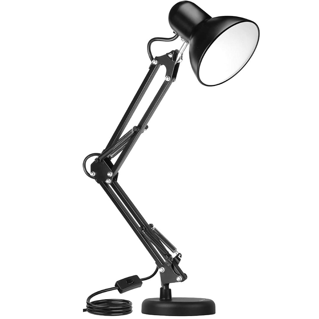 Metal Desk Lamp with Adjustable Swing Arm Reading Lamp for Home Office
