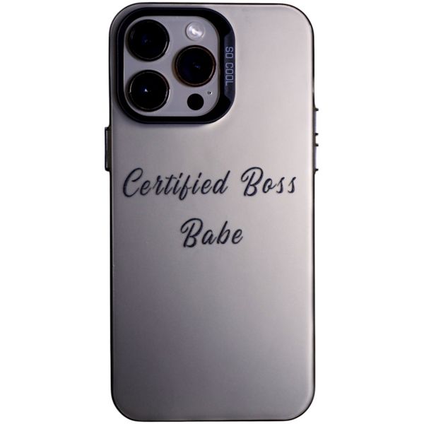 Phone Case with "Certified Boss Babe" - Compatible with 14 Pro Max - Chrome