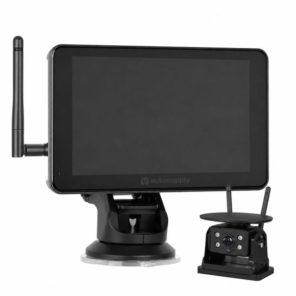 Wireless Transmission Solar Reverse Camera with Touchscreen Monitor - 7"