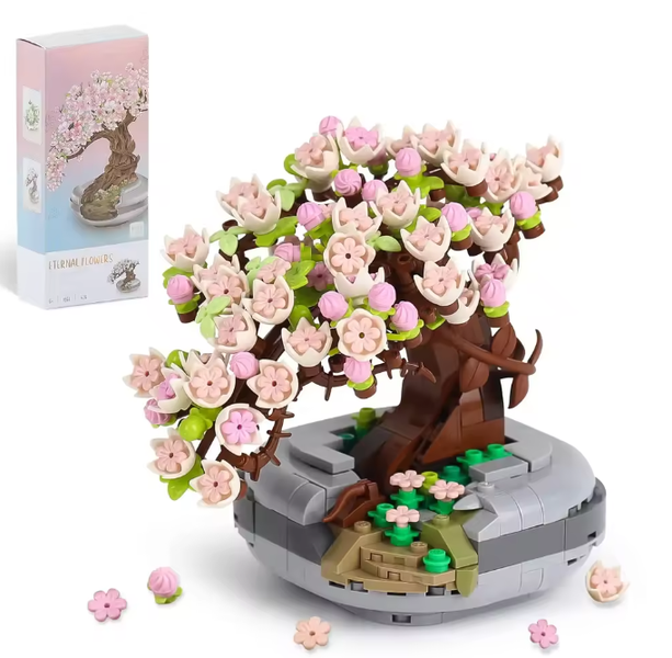 A Model Of A Potted Cherry Blossom Tree Bouquet, A Garden Decoration Toy