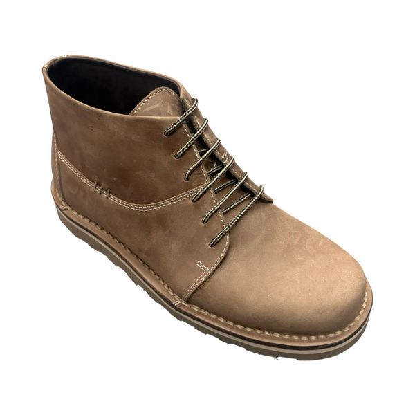 Men's Taupe Coarse Leather Lace-Up Boots