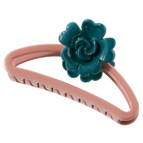 Glossy-Finish Flower Claw Hair Clip