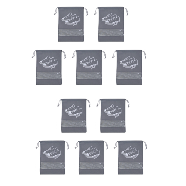 Set Of 10 Waterproof Space-Saving Travel Shoe Bag - 26 x 36cm