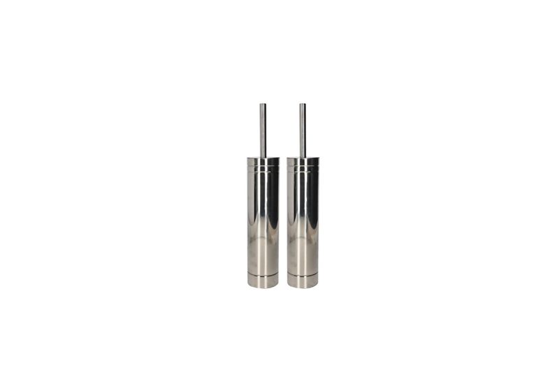 2 - Piece Silver Toilet Brush Holder Set.