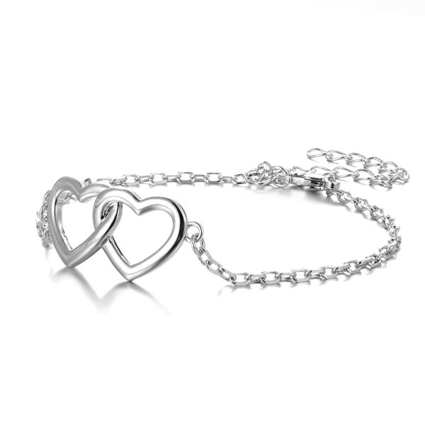 Crystalize 925 Sterling Silver Double Heart Amour Bracelet
