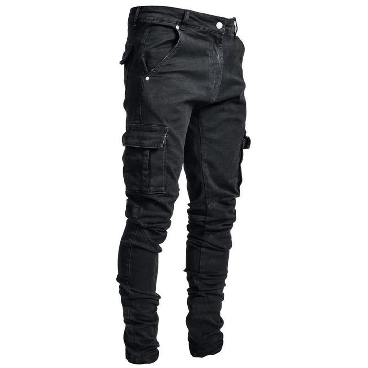 Men's Cargo Jeans Slim Fit Pants with Multiple Pockets Casual Trousers ...