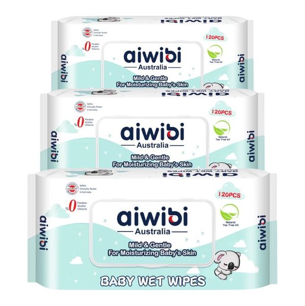 Aiwibi Gentle Soft Care Sensitive Series Baby Wet Wipes 120 Pcs (3 pack)