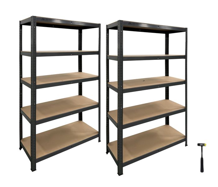 Anchor Racking 5 Tier Shelving 250Kg Anti-Rust MDF 2x 180x90x30 + Hammer