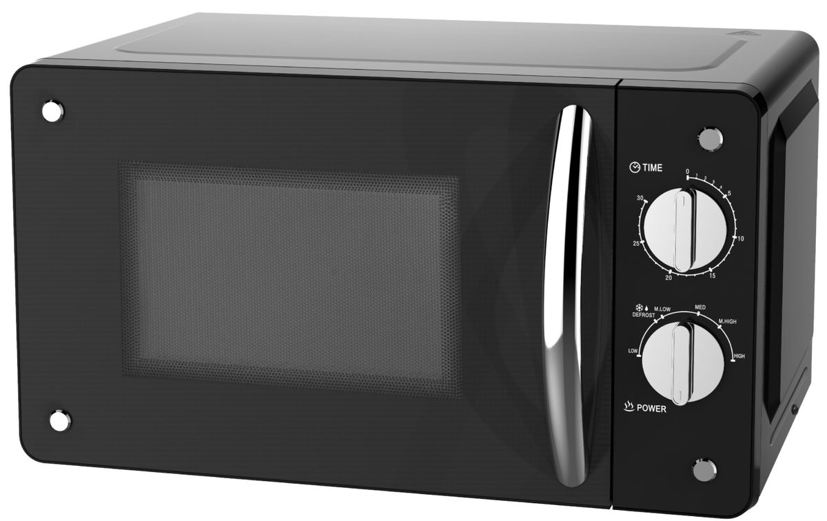 Goldair Black microwave. 700W. Capacity 20 litres. 6 microwave levels. GBMO-20