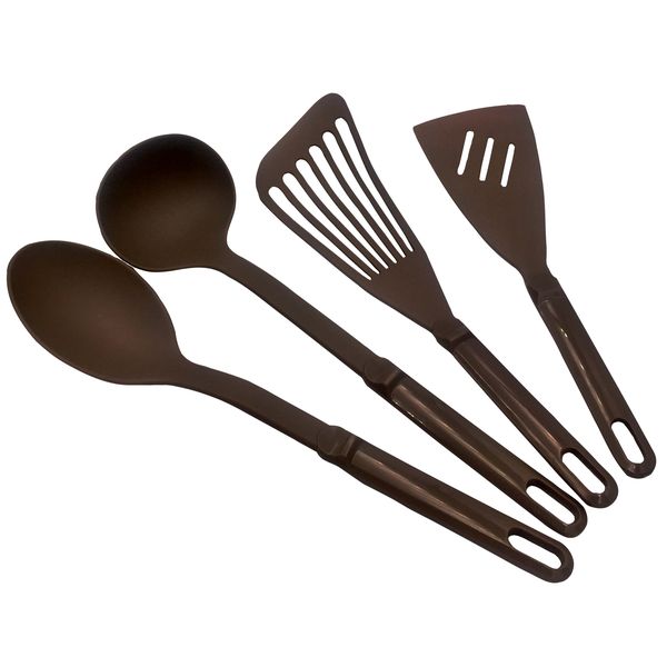 FI- 4 Pcs Elegant Nylon Ladle Set : Brown Color