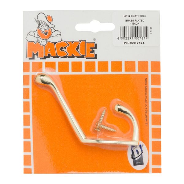 Bulk Pack x 8 Mackie Hat &amp; Coat Hook Brass 150mm