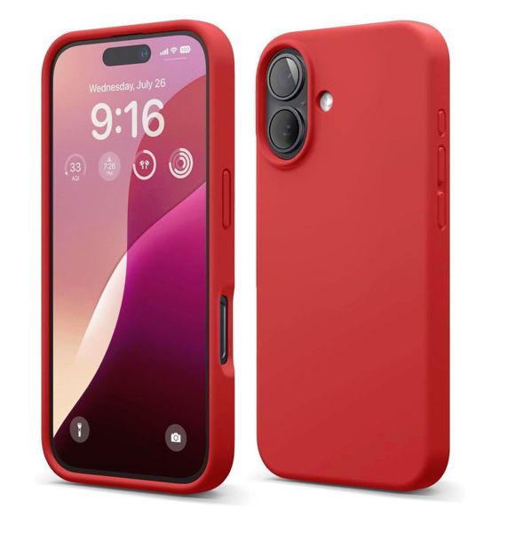 Silicon Cover Case Compatible With Iphone 16-Red