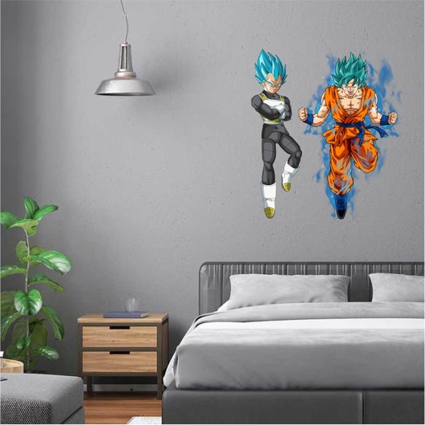 Goku and Vegeta God Blue Wall Art